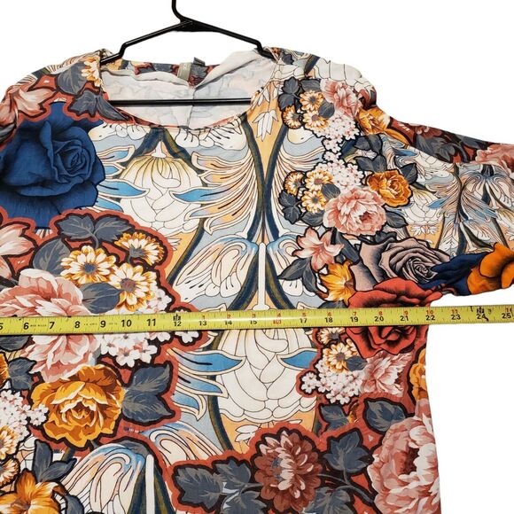 ASOS DESIGN Red Mini Dress Mixed Floral Print Lace Blouson Sleeve Womens Size 14 - Picture 5 of 11